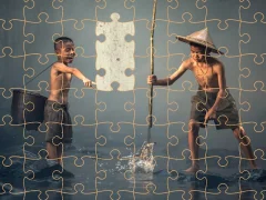 Laro Children Fishing Teamwork Jigsaw online