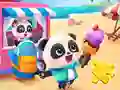 Laro Jigsaw Puzzle: Baby Panda Ice Cream Car online