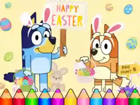 Laro Coloring Book: Bluey Happy Easter online