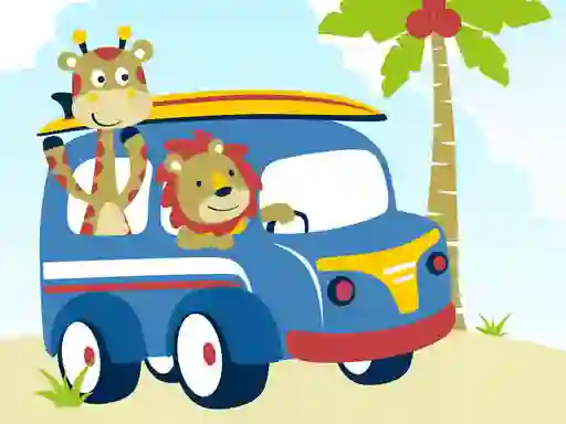 Laro Cute animals with cars difference online