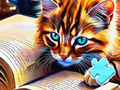 Laro Jigsaw Puzzle: Pagbabasa ng Pusa  online