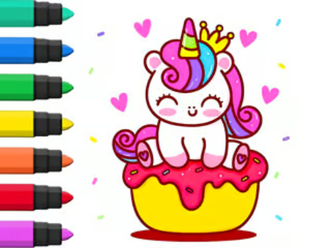 Laro Kulay ng libro: Unicorn cupcake  online