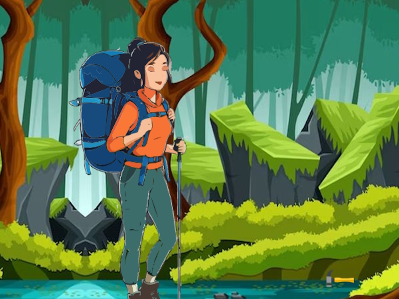 Laro Ang batang babae ay umabot sa patutunguhan ng hiking online